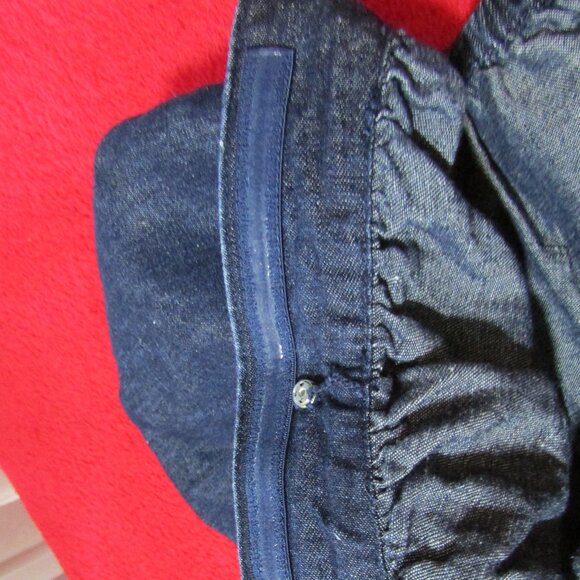 J. Crew Denim Square Neck Popover Mini Dress Puff Sleeves Cotton Linen - Picture 8 of 10